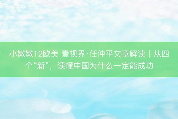 小嫩嫩12欧美 壹视界·任仲平文章解读｜从四个“新”，读懂中国为什么一定能成功
