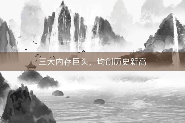 三大内存巨头，均创历史新高