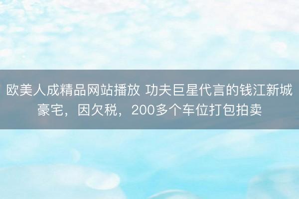 欧美人成精品网站播放 功夫巨星代言的钱江新城豪宅，因欠税，200多个车位打包拍卖