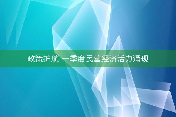 政策护航 一季度民营经济活力涌现