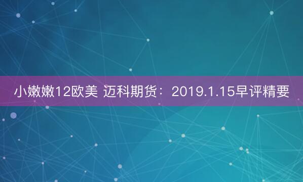 小嫩嫩12欧美 迈科期货：2019.1.15早评精要