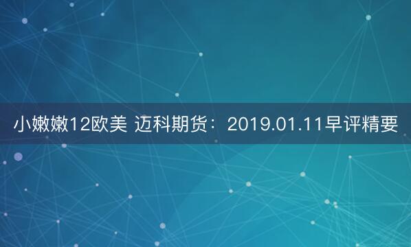 小嫩嫩12欧美 迈科期货：2019.01.11早评精要