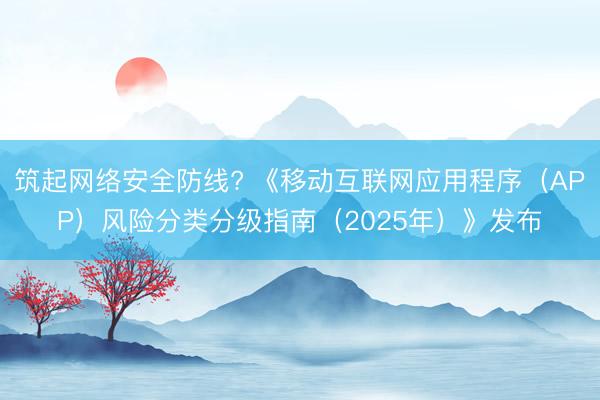 筑起网络安全防线? 《移动互联网应用程序（APP）风险分类分级指南（2025年）》发布