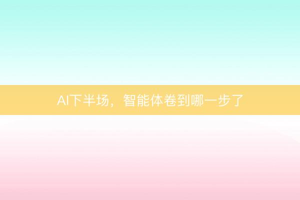 AI下半场，智能体卷到哪一步了