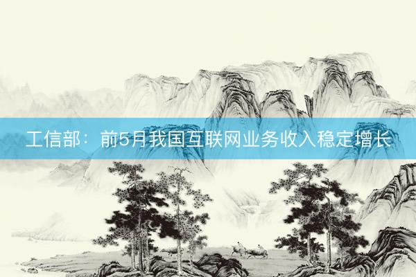 工信部：前5月我国互联网业务收入稳定增长