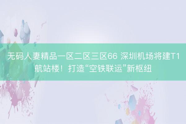 无码人妻精品一区二区三区66 深圳机场将建T1航站楼！打造“空铁联运”新枢纽