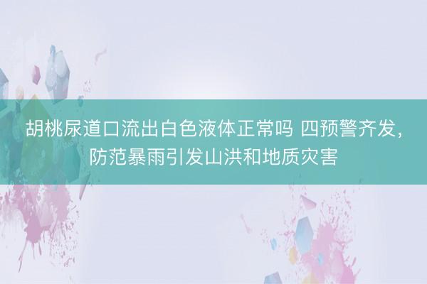 胡桃尿道口流出白色液体正常吗 四预警齐发，防范暴雨引发山洪和地质灾害
