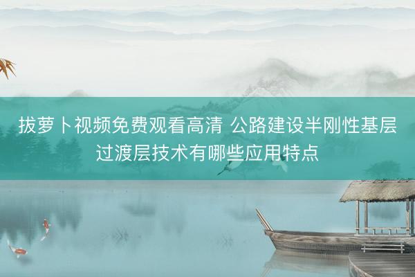 拔萝卜视频免费观看高清 公路建设半刚性基层过渡层技术有哪些应用特点