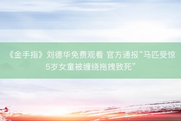 《金手指》刘德华免费观看 官方通报“马匹受惊5岁女童被缠绕拖拽致死”