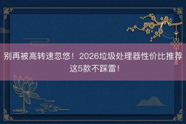 别再被高转速忽悠！2026垃圾处理器性价比推荐 这5款不踩雷！