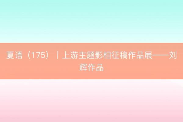 夏语（175）｜上游主题影相征稿作品展——刘辉作品