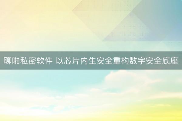 聊啪私密软件 以芯片内生安全重构数字安全底座
