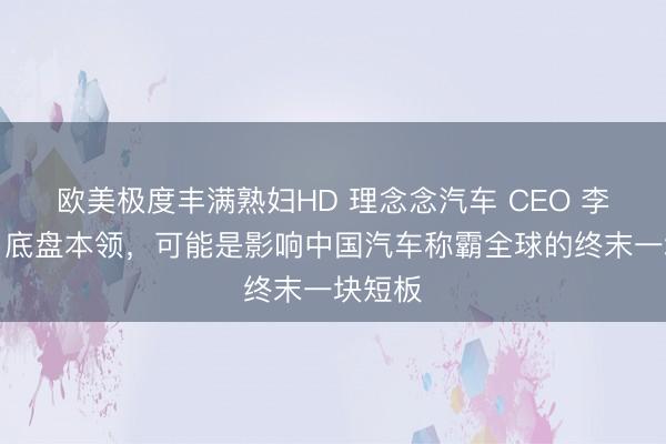 欧美极度丰满熟妇HD 理念念汽车 CEO 李念念：底盘本领，可能是影响中国汽车称霸全球的终末一块短板