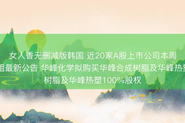女人香无删减版韩国 近20家A股上市公司本周暴露并购重组最新公告 华峰化学拟购买华峰合成树脂及华峰热塑100%股权
