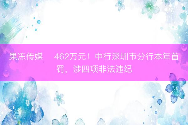 果冻传媒 462万元!中行深圳市分行本年首罚,涉四项非法违纪