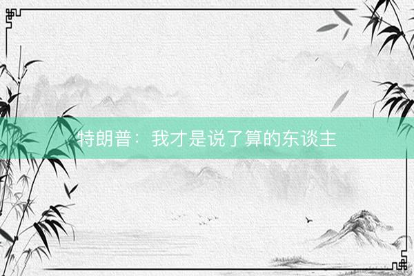 特朗普:我才是说了算的东谈主