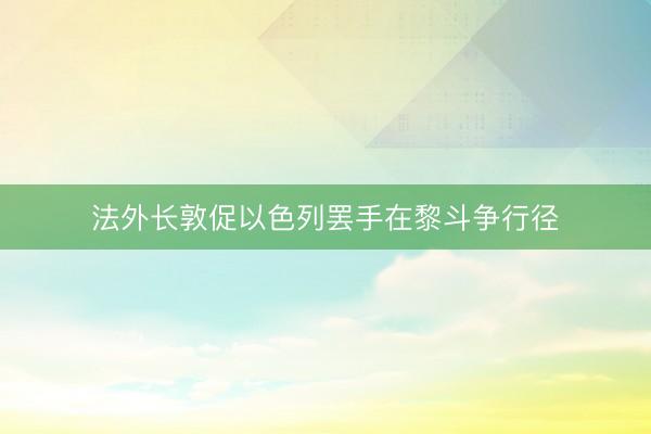 法外长敦促以色列罢手在黎斗争行径