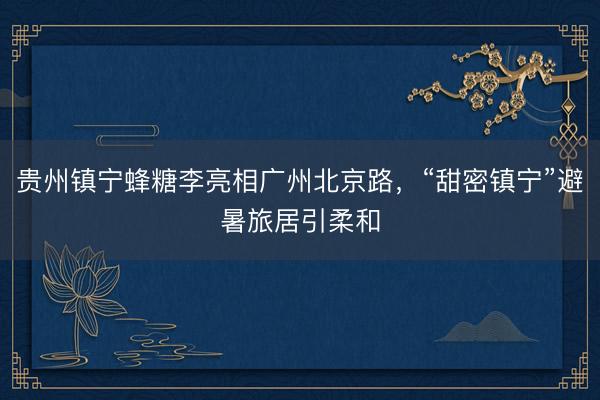贵州镇宁蜂糖李亮相广州北京路，“甜密镇宁”避暑旅居引柔和